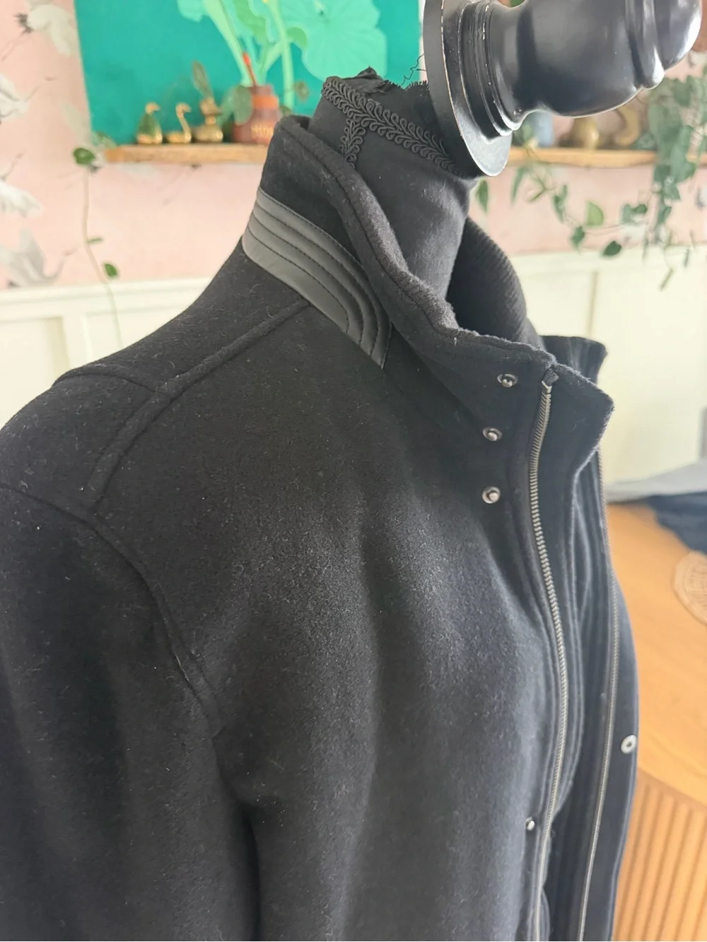 Cole Haan Mens Medium $598 Wool Black Winter Coat Quilted Lined